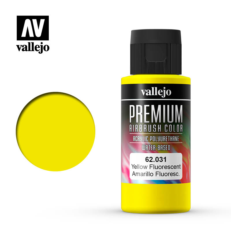 Vallejo Premium Airbrush Color Fluo Yellow 60ml VAL62.031