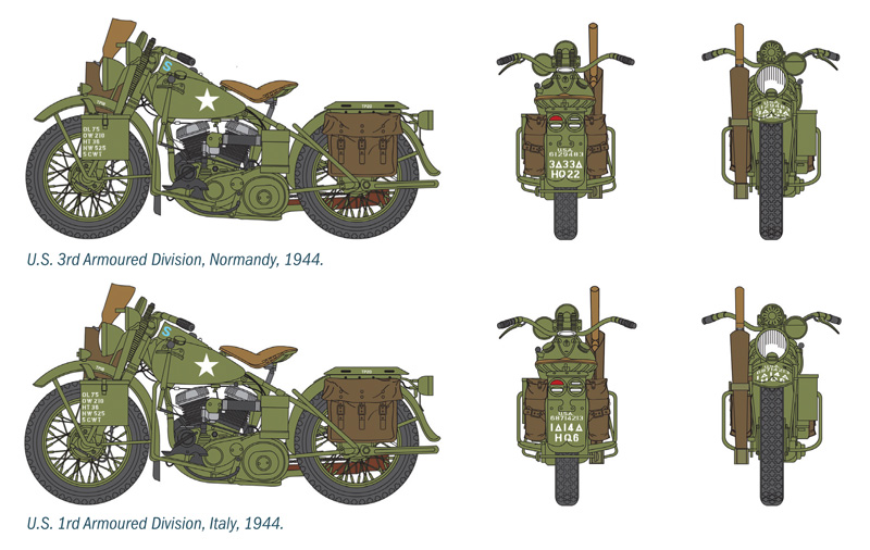 Italeri 1:35 U.S Motorcycles D-Day WWII IT322 - Afbeelding 3