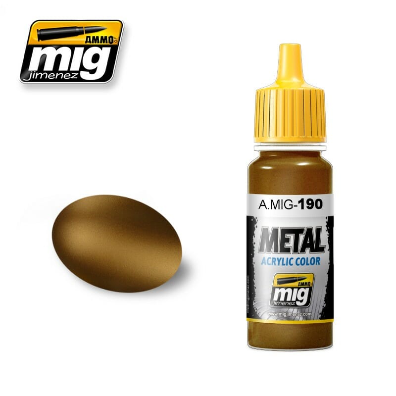 AMMO MIG Metal Acrylic Color #0190 Old Brass 17ml MIG-0190