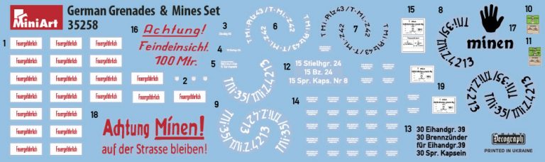 MiniArt 1:35 German Grenades & Mines Set WWII MA35258 - Afbeelding 7