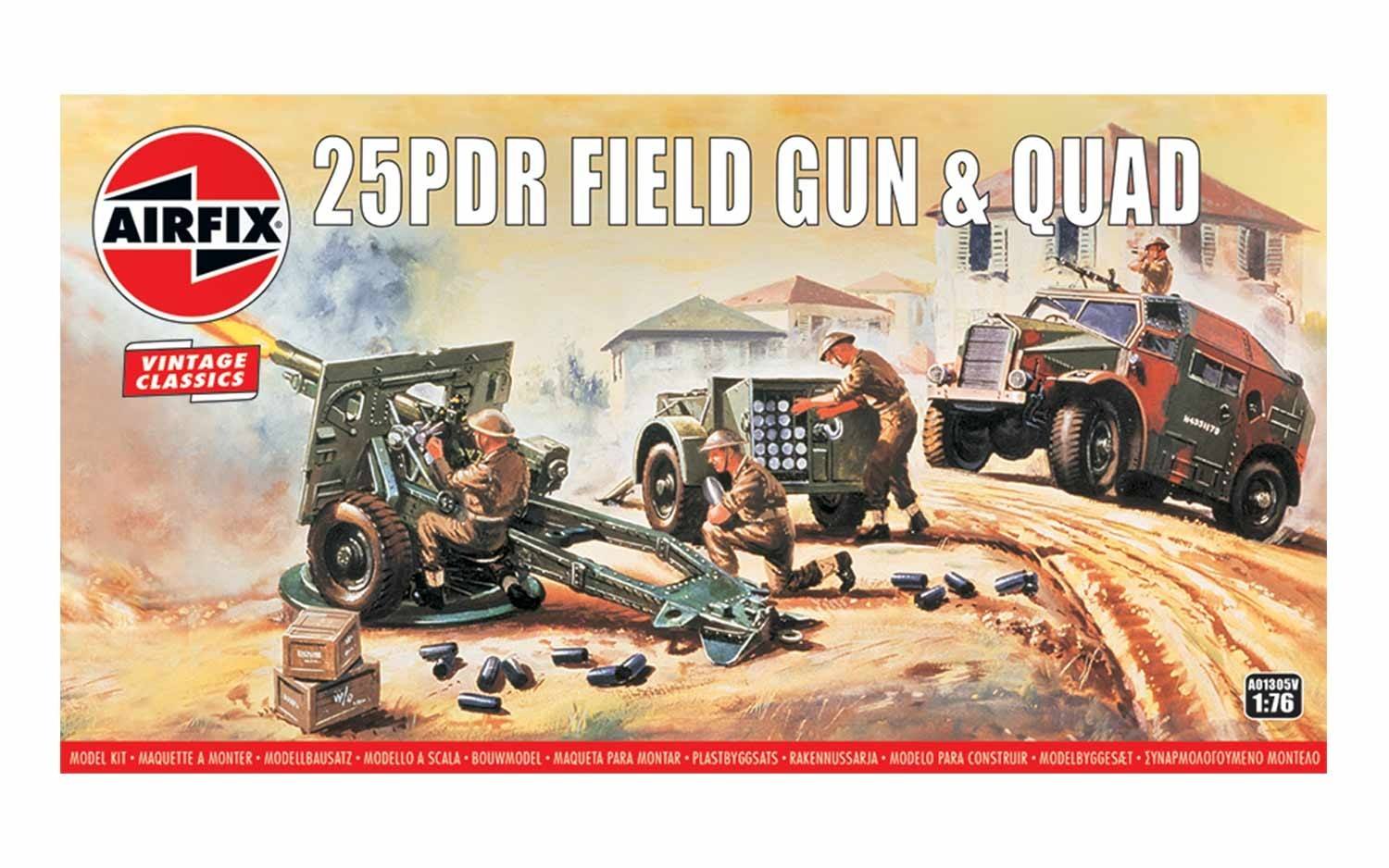 Airfix 1:76 Vintage Classics 25PDR Field Gun & Quad AF01305V