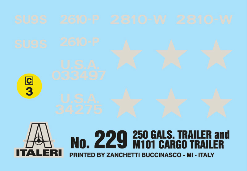 Italeri 1:35 250 gal.s Tank Trailer - M101 Cargo Trailer IT229 - Afbeelding 4