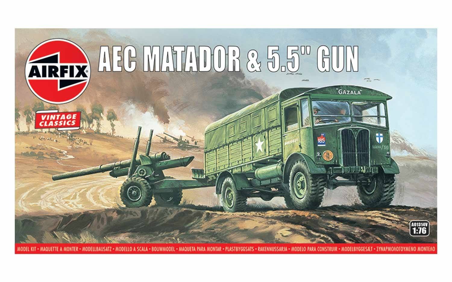 Airfix 1:76 Vintage Classics AEC Matador & 5.5" Gun AF01314V