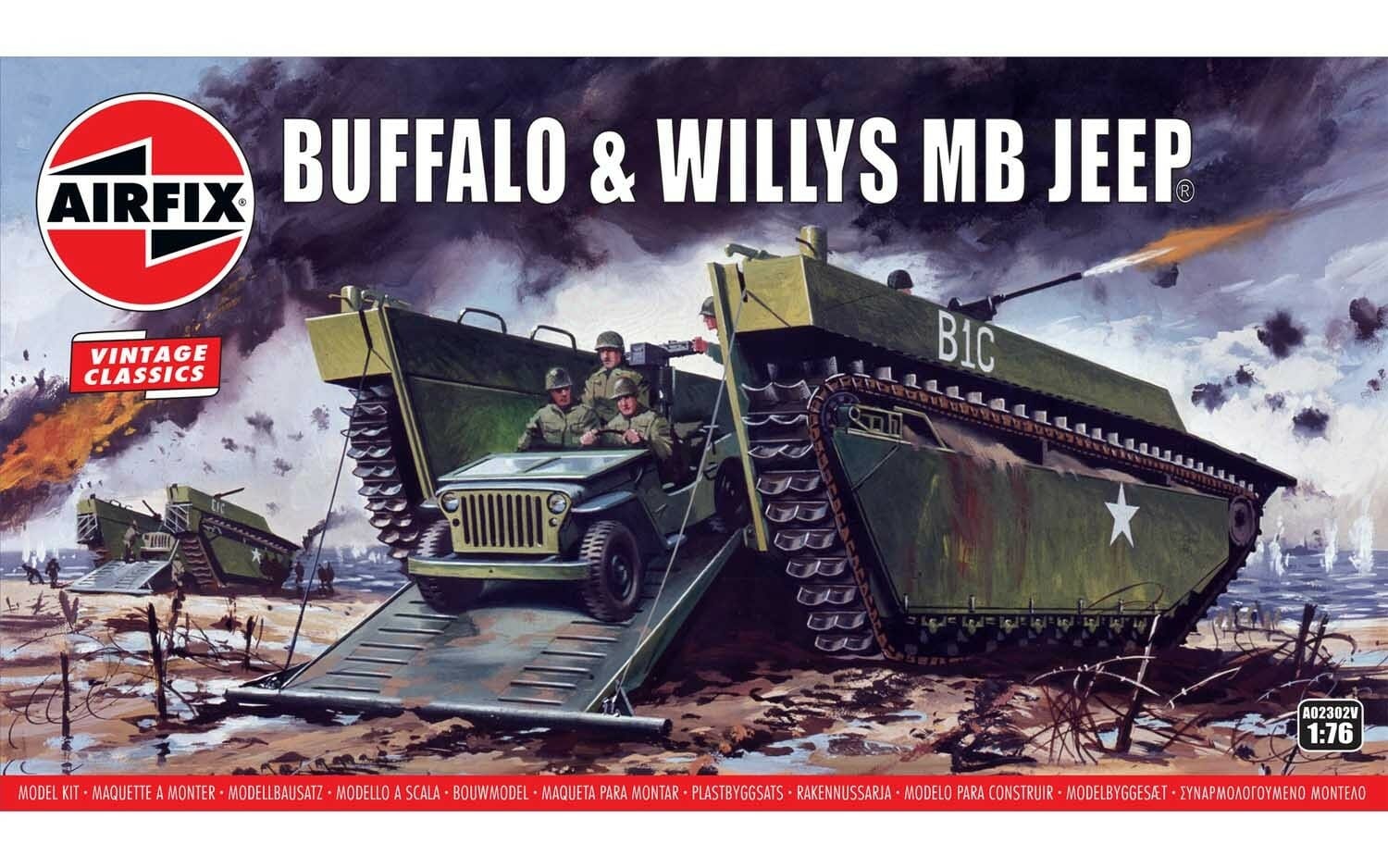 Airfix 1:76 Vintage Classics Buffalo & Willys MB Jeep AF02302V