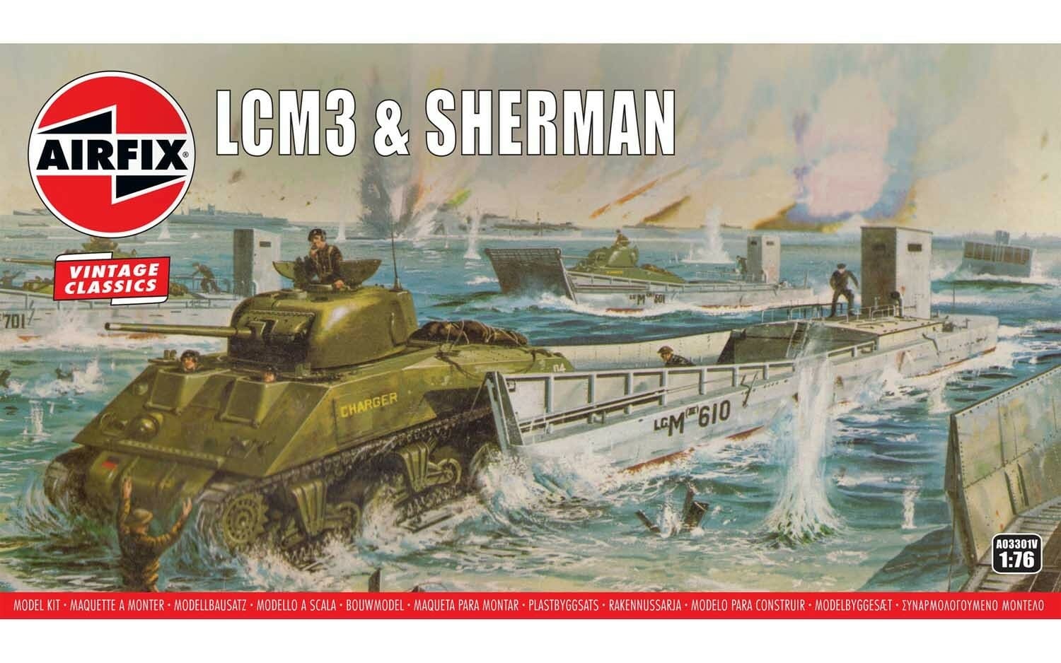 Airfix 1:76 Vintage Classics LCM3 & Sherman AF03301V