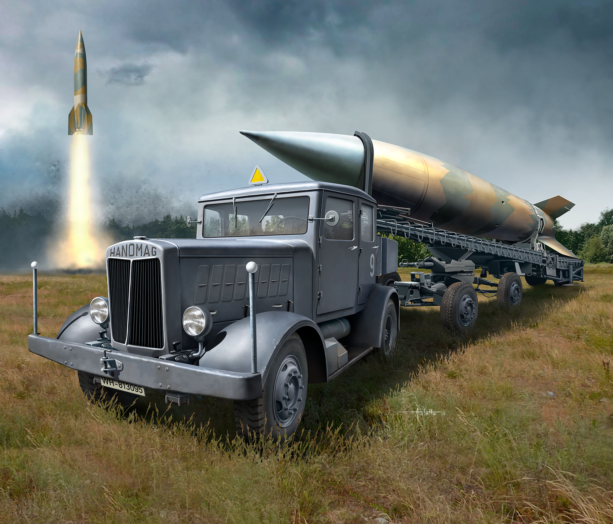 Revell 1:72 SS-100 Gigant whit Transporter + V2 RE03310 - Afbeelding 2