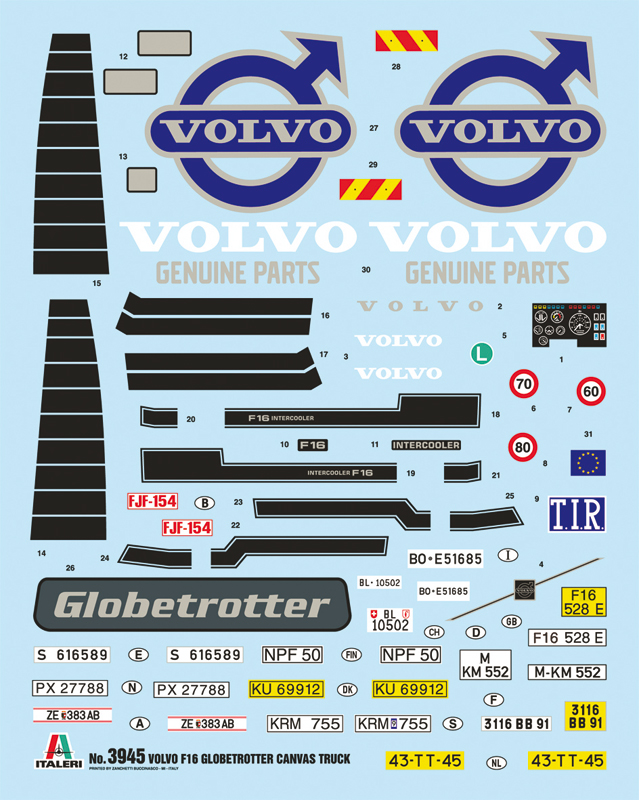 Italeri 1:24 Volvo F16 Globetrotter Canvas whit elevator IT3945 - Afbeelding 7