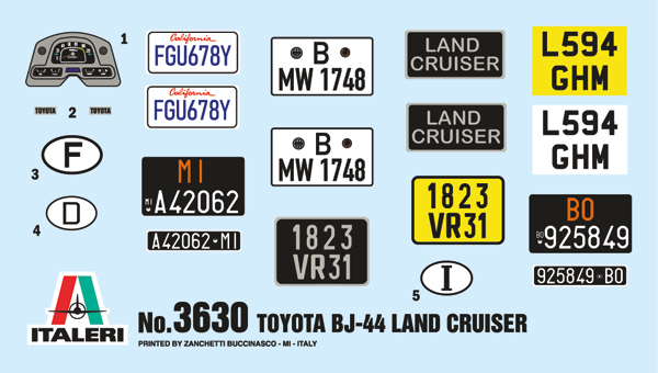 Italeri 1:24 Toyota BJ44 Landcruiser IT3630 - Afbeelding 7