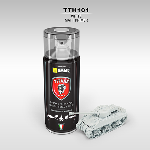 Ammo Mig Titans Surface Primer White for Plastic,Metal en Resin 400ml TTH101