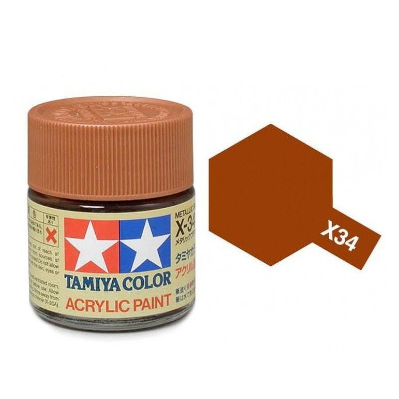 Tamiya Acrylic Paint X-34 Metallic Brown Gloss 23ml TAM81304