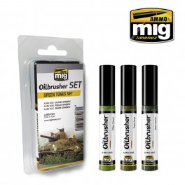 Ammo Mig Oilbrusher Green Tones Set MIG7502