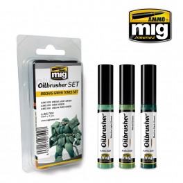 Ammo Mig Oilbrusher Mechas Green Tones Set MIG7509
