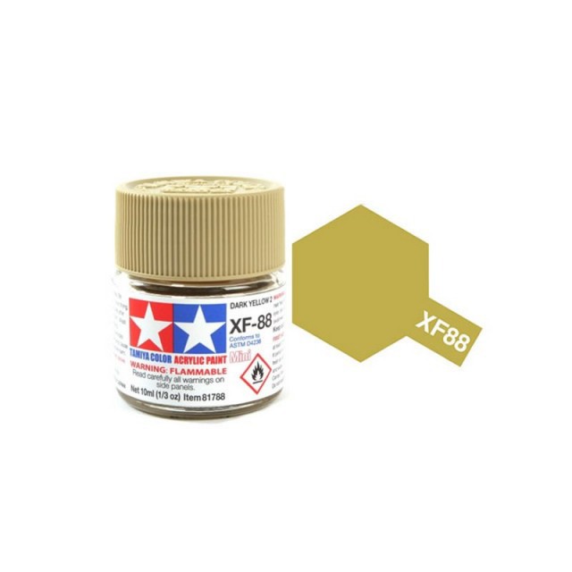 Tamiya Acrylic Paint Mini XF-88 Flat Dark Yellow 2 10ml TAM81788