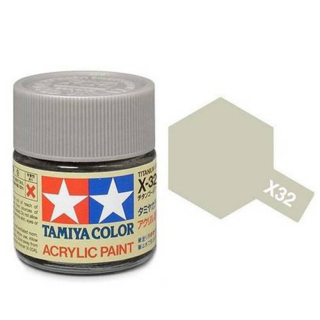 Tamiya Acrylic Paint X-32 Titanium Silver Gloss 23ml TAM81032