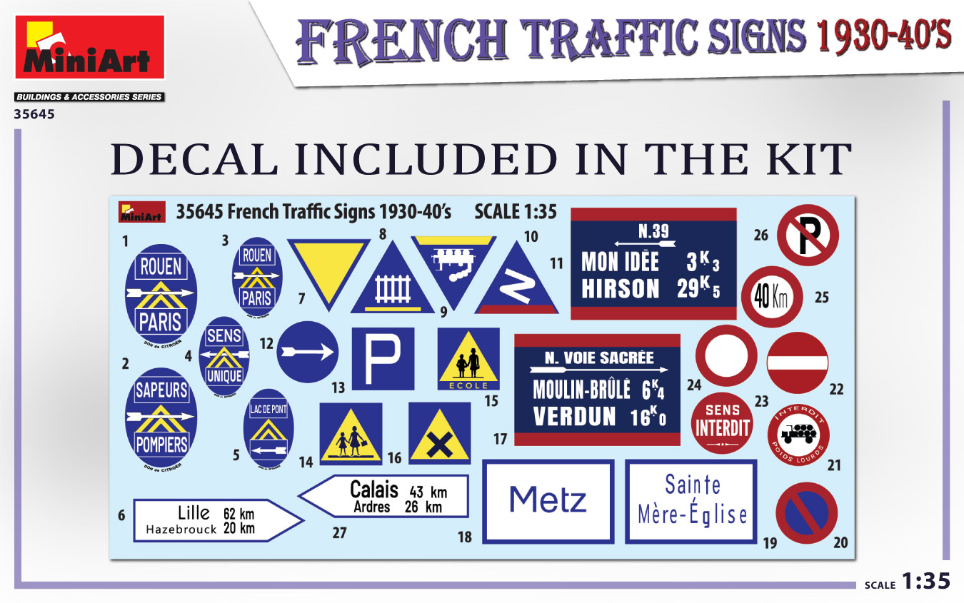 Miniart 1:35 French Traffic Signs 1930-40s MA35645 - Afbeelding 5