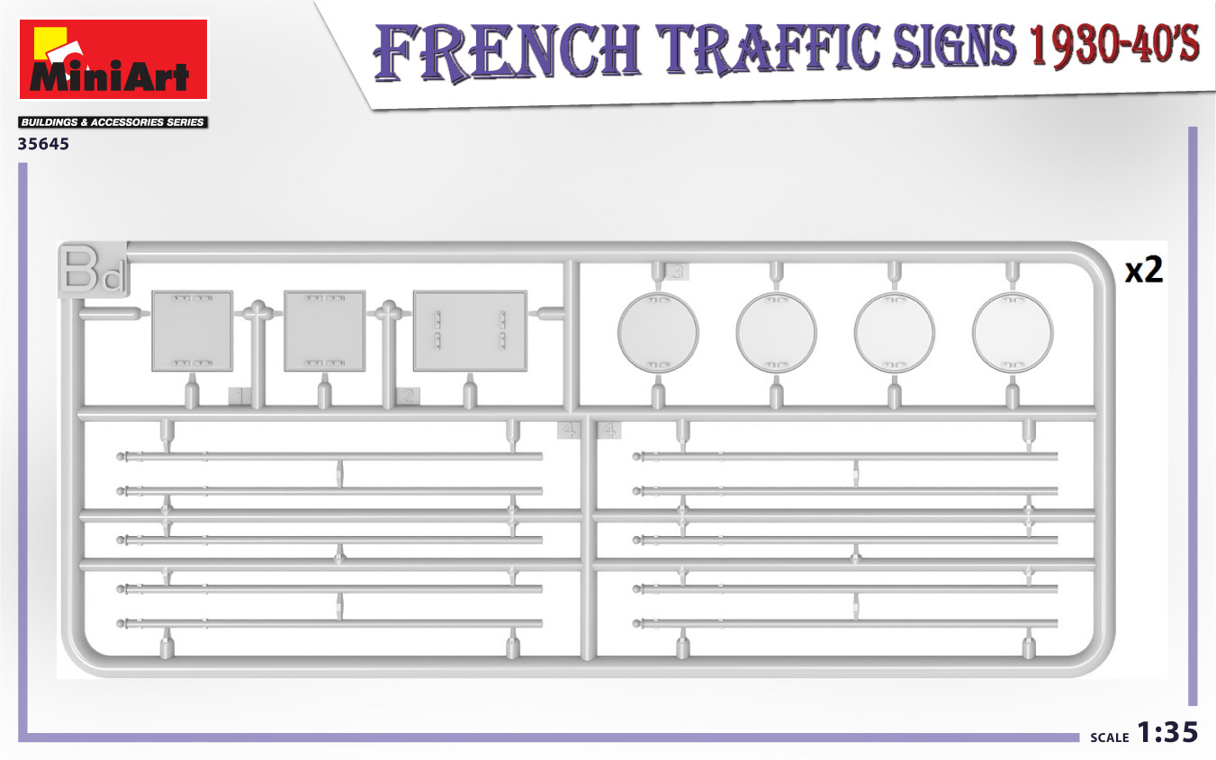 Miniart 1:35 French Traffic Signs 1930-40s MA35645 - Afbeelding 2