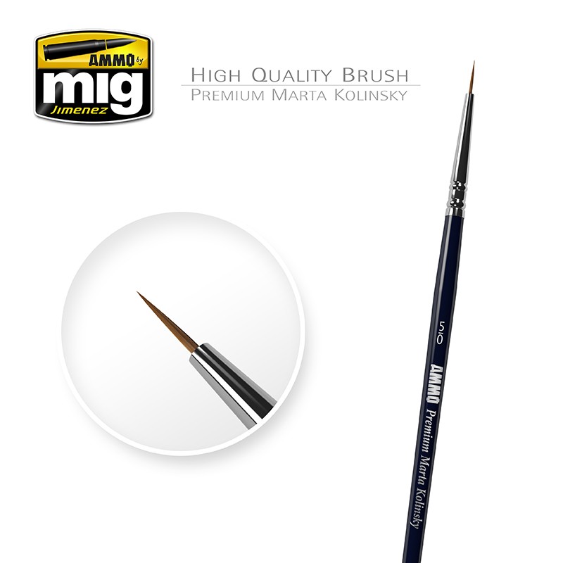 Ammo Mig Premium Marta Kolinsky 5/0 Round Brush MIG8600 - Afbeelding 2
