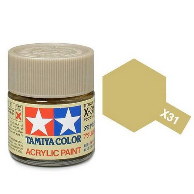 Tamiya Acrylic Paint X-31 Titanium Gold Gloss 23ml TAM81031