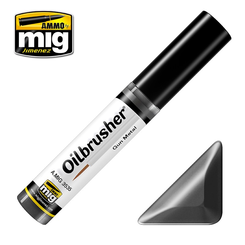 Ammo Mig Oilbrusher Gun Metal MIG3535