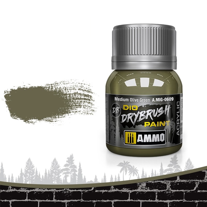 Ammo Mig Drybrush Paint Medium Olive Green 40ml MIG-0609