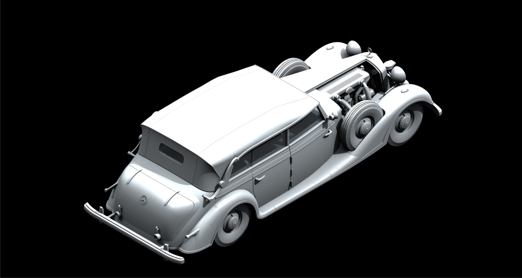 ICM 1:35 WWII German Leaders Car 770K Tourenwagen Whit Open Cover ICM35534 - Afbeelding 4