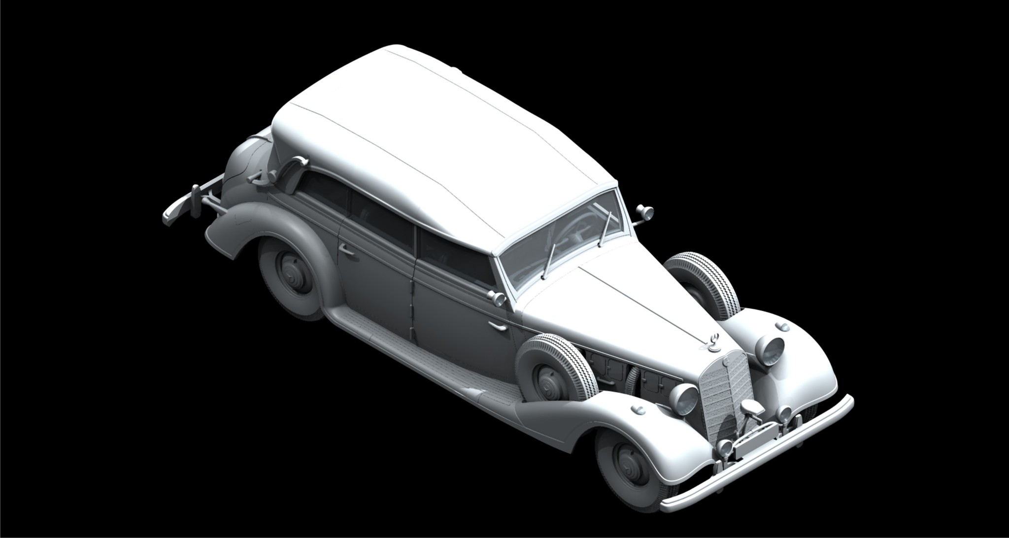 ICM 1:35 WWII German Leaders Car 770K Tourenwagen Whit Open Cover ICM35534 - Afbeelding 2
