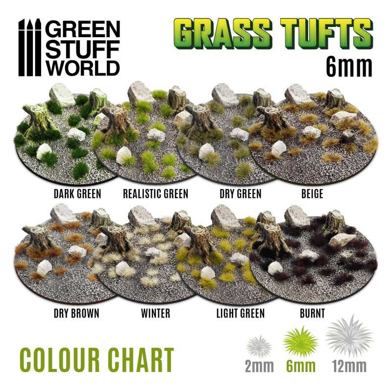 Green Stuff Grass TUFTS - 6mm self-adhesive - BURNT GSW10663 - Afbeelding 3