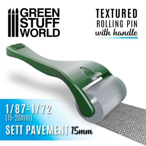 Green Stuff Rolling Pin with Handle - Sett Pavement 15mm GSW10494