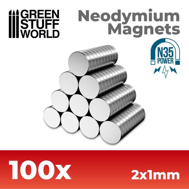 Green Stuff Neodymium Magnets 2x1mm ( 100 stuks ) GSW11599