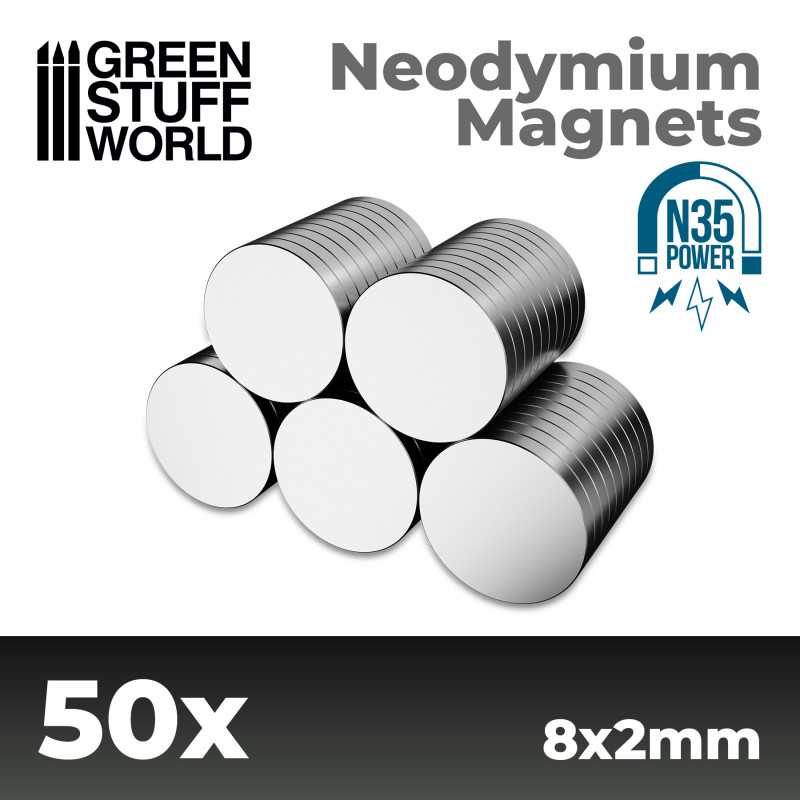 Green Stuff Neodymium Magnets 8x2mm ( 50 stuks ) GSW11517