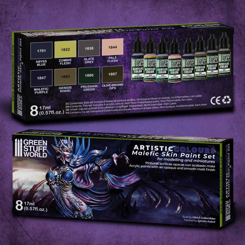 Green Stuff Artistic Colours Malefic Skin Paint Set GSW10122 - Afbeelding 2