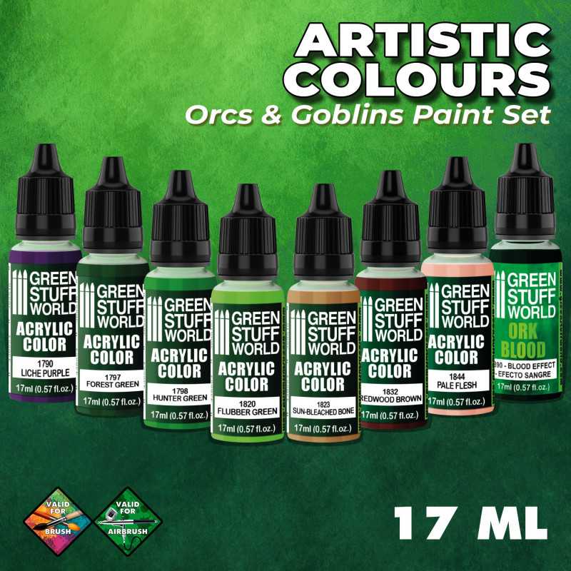 Green Stuff Artistic Colours Orcs & Goblins Paint Set GSW10124 - Afbeelding 3