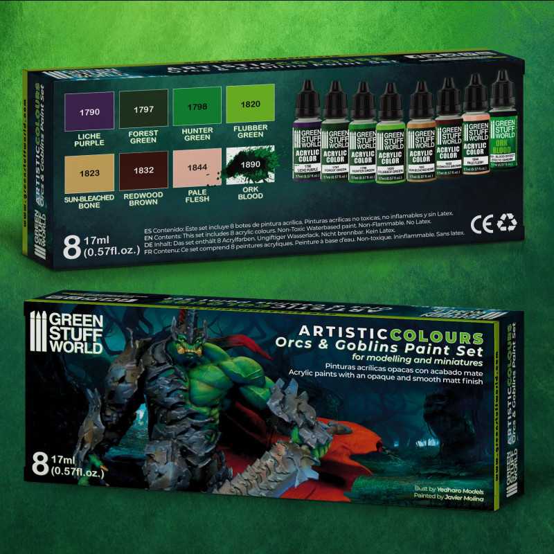 Green Stuff Artistic Colours Orcs & Goblins Paint Set GSW10124 - Afbeelding 2