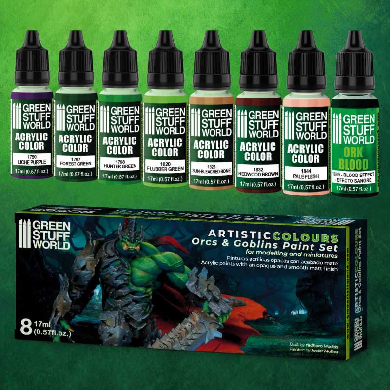 Green Stuff Artistic Colours Orcs & Goblins Paint Set GSW10124