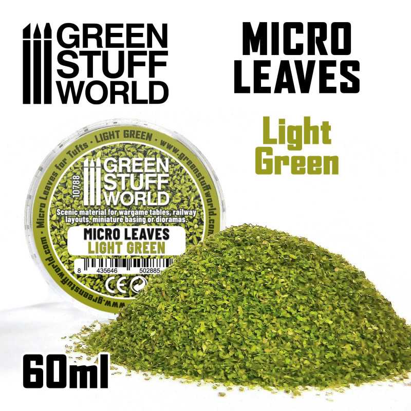 Green Stuff Micro Leaves LIGHT GREEN Mix GSW10788