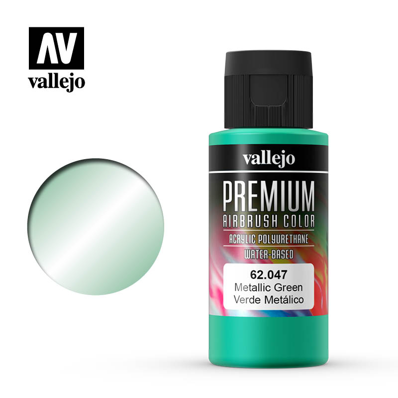 Vallejo Premium Airbrush Color Metallic Green 60ml VAL62.047