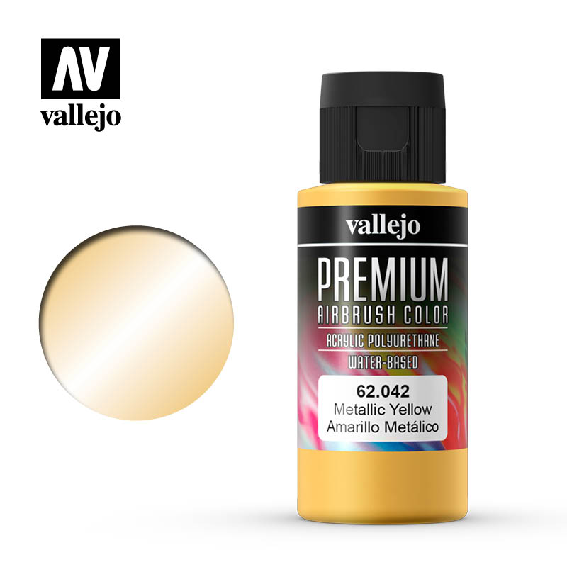 Vallejo Premium Airbrush Color Metallic Yellow 60ml VAL62.042