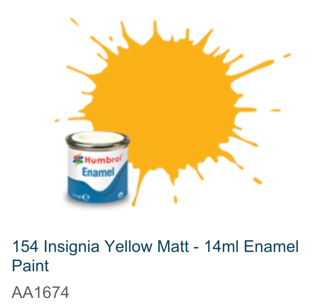 Humbrol Enamel Paint #154 Insignis Yellow Matt 14ml HAA1674