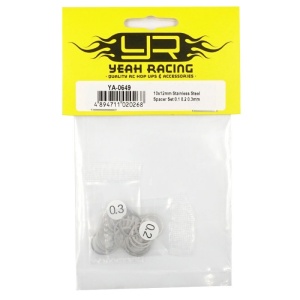 Yeah Racing 10x12mm Stainless Steel Spacer Set 0.1/0.2/0.3mm YA-0649
