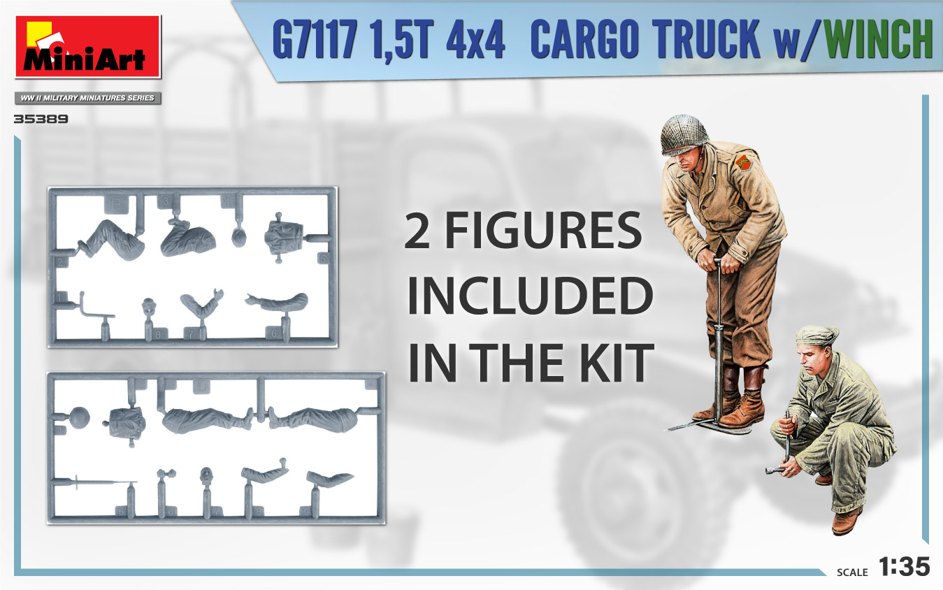 MiniArt 1:35 G7117 1,5t 4x4 Cargo Truck Whit Winch MA35389 - Afbeelding 3