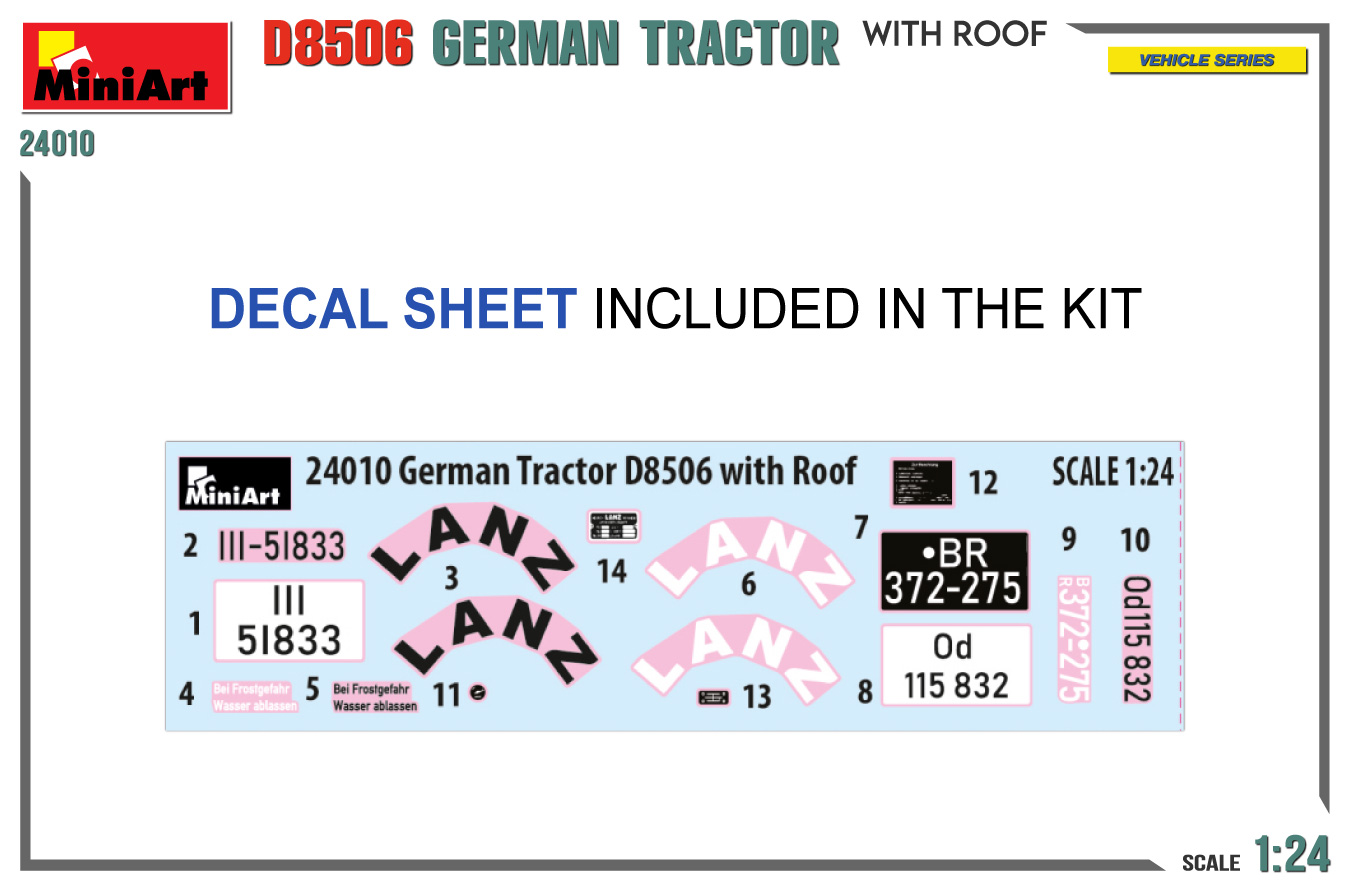 MiniArt 1:24 German Tractor D8506 Whit Roof MA24010 - Afbeelding 5