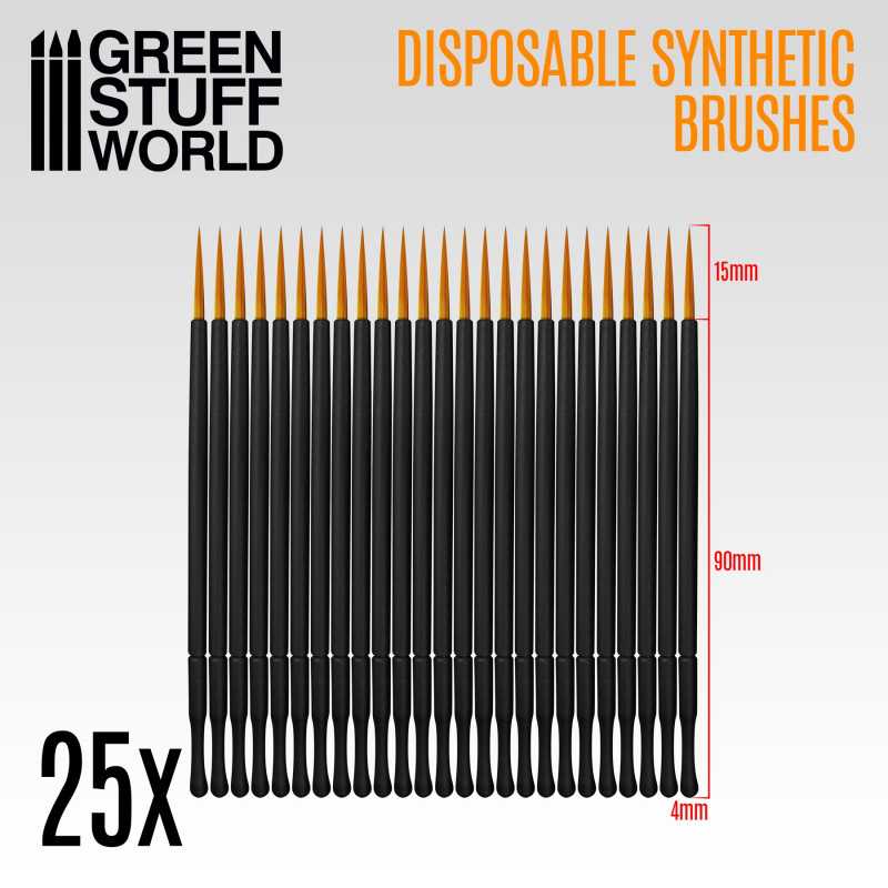 Green Stuff 25x Disposable Synthetic Brushes GSW2419 - Afbeelding 2
