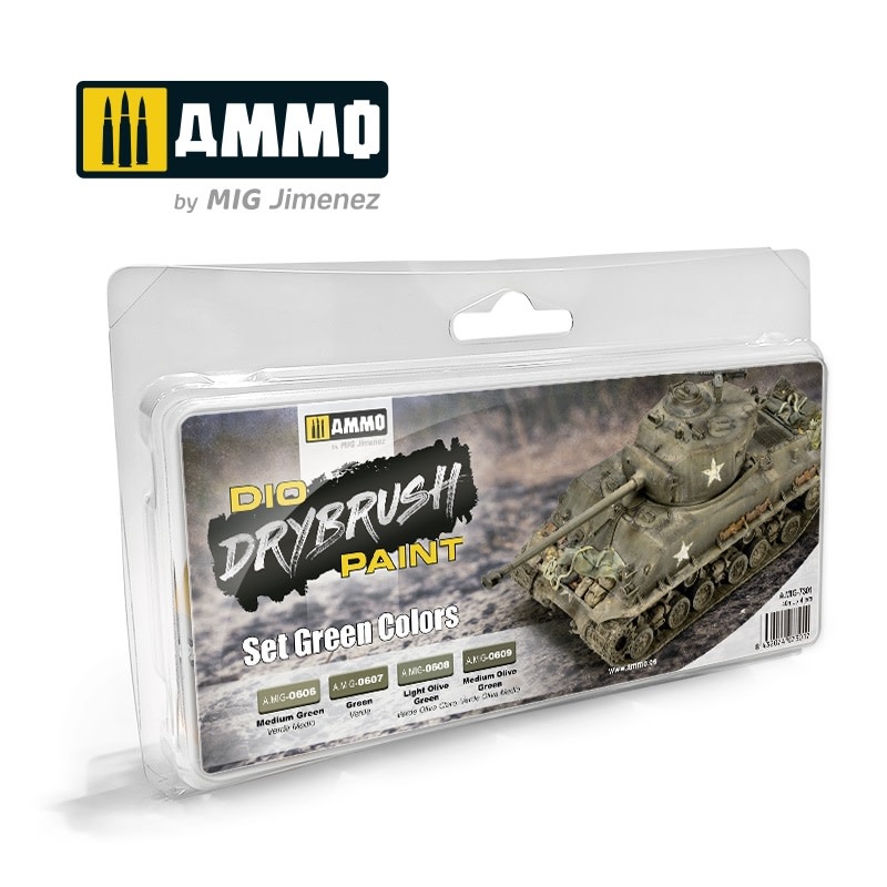 Ammo Mig Drybrush Set Green Colors MIG7301