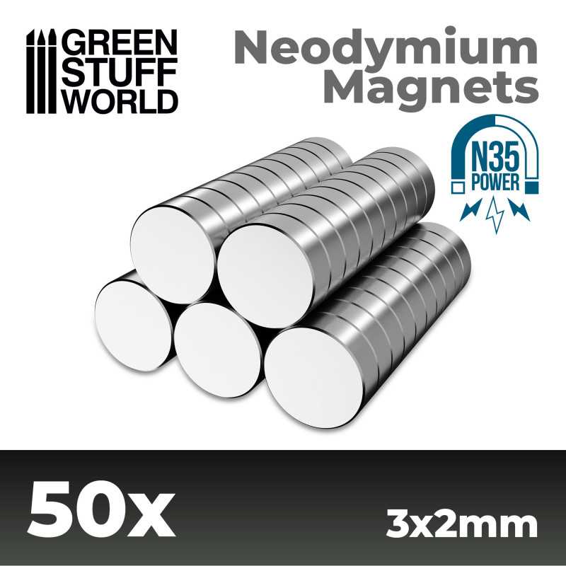 Green Stuff N35 Neodymium Magnets 3x2mm 50 Stuks GSW9053