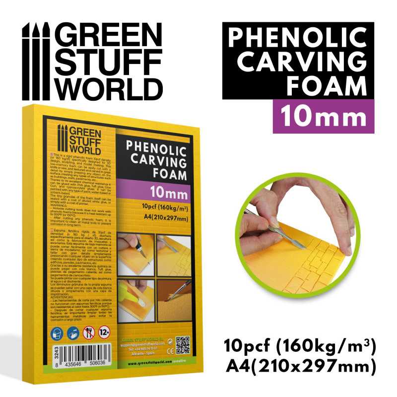 Green Stuff Phenolic Carving Foam 10mm A4 (Balsa Foam) (1) GSW3243