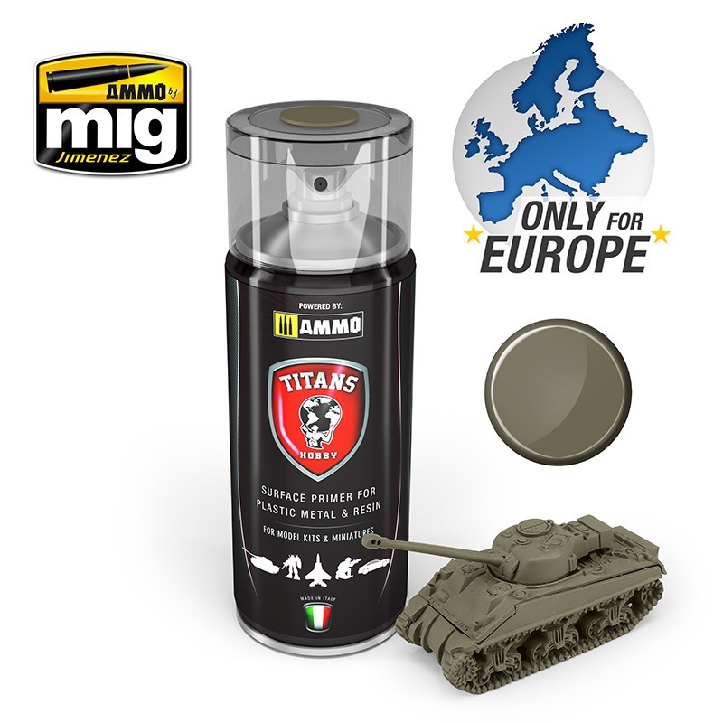 Ammo Mig Surface Primer for Plastic,Metal & Resin U.S. Olive Drab Matt TTH120