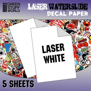 Green Stuff Laser Waterslide Decal Paper White 5 Sheets GSW10069