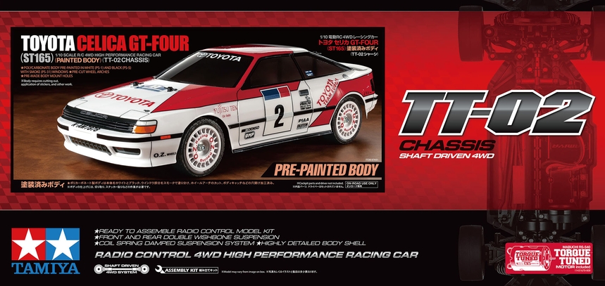 Tamiya 1:10 TT-02 Chassis Toyota Celica GT-Four ( Painted Body ) TAM47491