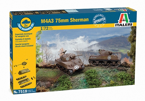 Italeri 1:72 M4A3 75mm Sherman Fast Assembly ( bevat 2 modellen ) IT7518