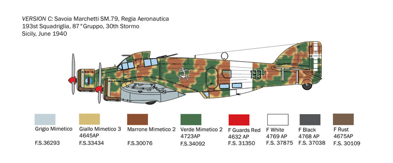Italeri 1:72 S.79 Sparviero Bomber Version IT1412 - Afbeelding 2